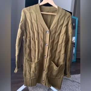 NEW Cable Knit Cardigan Olive Green